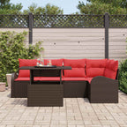 Gartensofa-set mit Kissen mit Speicher 6 pcs Braun Poly Rattan