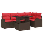 Gartensofa-set mit Kissen mit Speicher 6 pcs Braun Poly Rattan
