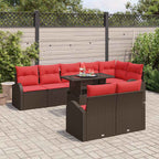 Garten-Sofa-Set mit Speicher 9 pcs Braun Poly Rattan