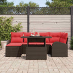 Garten-Sofa-Set mit Speicher 7 pcs Braun Poly Rattan
