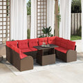 Gartensofa-set mit Kissen mit Speicher 10 pcs Braun Poly Rattan