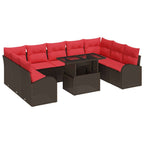 Gartensofa-set mit Kissen mit Speicher 10 pcs Braun Poly Rattan