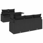 Garten-Sofa-Set mit Kissen 6 pcs Schwarz Poly-Rattan