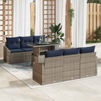 Garten-Sofa-Set mit Kissen mit Speicher 7 pcs Grau Poly-Rattan