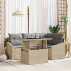 Garten-Sofa-Set mit Kissen mit Kissen 5 pcs Beige und Hellgrau
