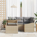 Garten-Sofa-Set mit Kissen mit Kissen 5 pcs Beige und Hellgrau