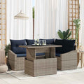 Garten-Sofa-Set mit Kissen mit Kissen 5 pcs Grau und Marineblau