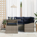 Garten-Sofa-Set mit Kissen mit Kissen 5 pcs Grau und Marineblau