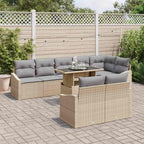 Garten-Sofa-Set mit Kissen mit Kissen 9 pcs Beige und Hellgrau
