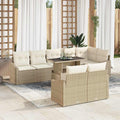 Garten-Sofa-Set mit Kissen mit Speicher 9 pcs Beige und Creme