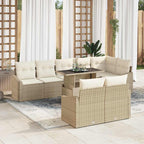 Garten-Sofa-Set mit Kissen mit Speicher 9 pcs Beige und Creme