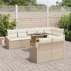 Garten-Sofa-Set mit Kissen mit Speicher 9 pcs Beige und Creme