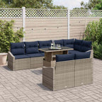 Garten-Sofa-Set mit Kissen mit Kissen 9 pcs Grau und Marineblau