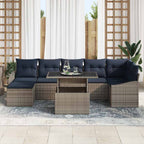 Garten-Sofa-Set mit Kissen 8 pcs Grau und Marineblau