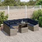 Garten-Sofa-Set mit Kissen 10 pcs Grau und Marineblau