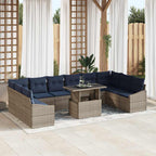Garten-Sofa-Set mit Kissen 11 pcs Grau und Marineblau