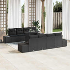Gartensofa-set mit Kissen mit Speicher mit Kissen 9 pcs Schwarz