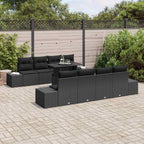 Gartensofa-set mit Kissen mit Speicher mit Kissen 9 pcs Schwarz