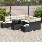 Gartensofa-set mit Kissen 9 pcs Schwarz und Creme Poly-Rattan