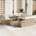 Gartensofa-set mit Kissen 9 pcs Beige und Creme Poly-Rattan
