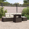 Garten-Sofa-Set mit Speicher 6 pcs Braun Poly Rattan