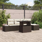 Garten-Sofa-Set mit Speicher 6 pcs Braun Poly Rattan