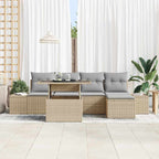 Garten-Sofa-Set mit Speicher 6 pcs Beige Poly Rattan