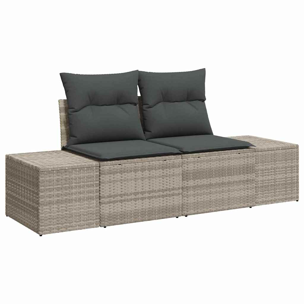 Garten-Sofa-Set mit Speicher 6 pcs Hellgrau Poly Rattan