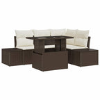 Gartensofa-set mit Kissen mit Speicher 5 pcs Braun Poly-Rattan