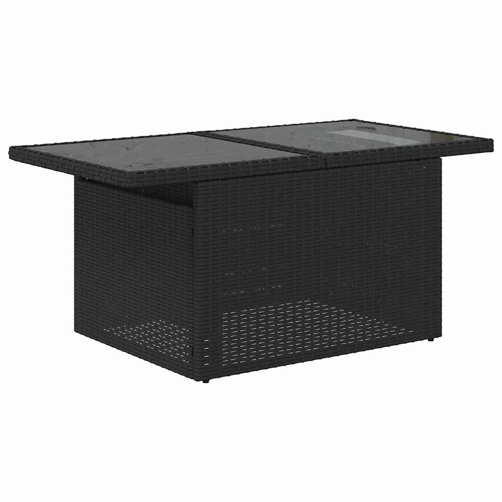 Gartensofa-set mit Kissen 7 pcs Schwarz Poly-Rattan