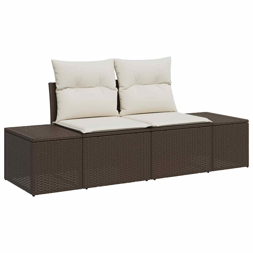Garten-Sofa-Set mit Speicher 7 pcs Braun Poly Rattan