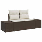 Garten-Sofa-Set mit Speicher 9 pcs Braun Poly Rattan