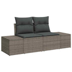 Garten-Sofa-Set mit Speicher 9 pcs Grau Poly Rattan