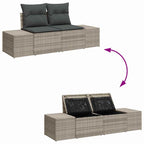 Garten-Sofa-Set mit Speicher 9 pcs Hellgrau Poly Rattan