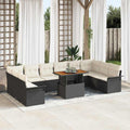 Garten-Sofa-Set mit Speicher 9 pcs Schwarz Poly Rattan
