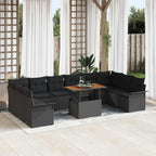 Garten-Sofa-Set mit Speicher 9 pcs Schwarz Poly Rattan
