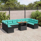 Garten-Sofa-Set mit Speicher 11 pcs Schwarz Poly Rattan