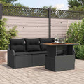 Gartensofa-set mit Speicher 5 pcs Schwarz Poly-Rattan