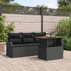 Gartensofa-set mit Speicher 5 pcs Schwarz Poly-Rattan