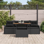 Gartensofa-set mit Speicher 5 pcs Schwarz Poly-Rattan