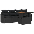Gartensofa-set mit Speicher 5 pcs Schwarz Poly-Rattan