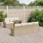 Garten-Sofa-Set mit Speicher 8 pcs Beige Poly Rattan