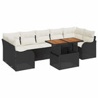 Garten-Sofa-Set mit Speicher 8 pcs Schwarz Poly Rattan