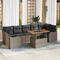 Garten-Sofa-Set mit Speicher 8 pcs Grau Poly Rattan