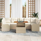 Garten-Sofa-Set mit Speicher 8 pcs Beige Poly Rattan