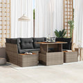 Garten-Sofa-Set mit Speicher 7 pcs Grau Poly Rattan