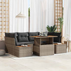 Garten-Sofa-Set mit Speicher 7 pcs Grau Poly Rattan