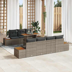 Garten-Sofa-Set mit Speicher 8 pcs Grau Poly Rattan
