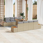 Garten-Sofa-Set mit Kissen mit Speicher 9 pcs Beige Poly Rattan