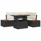 Garten-Sofa-Set mit Speicher 5 pcs Schwarz Poly Rattan